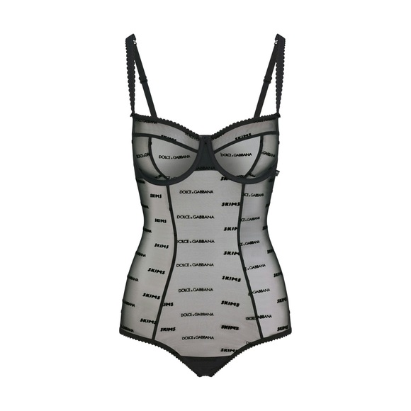 DOLCE&GABBANA X SKIMS ULTRA FINE MESH LOGO BRIEF BODYSUIT - XS *BRAND NEW* - Picture 1 of 8